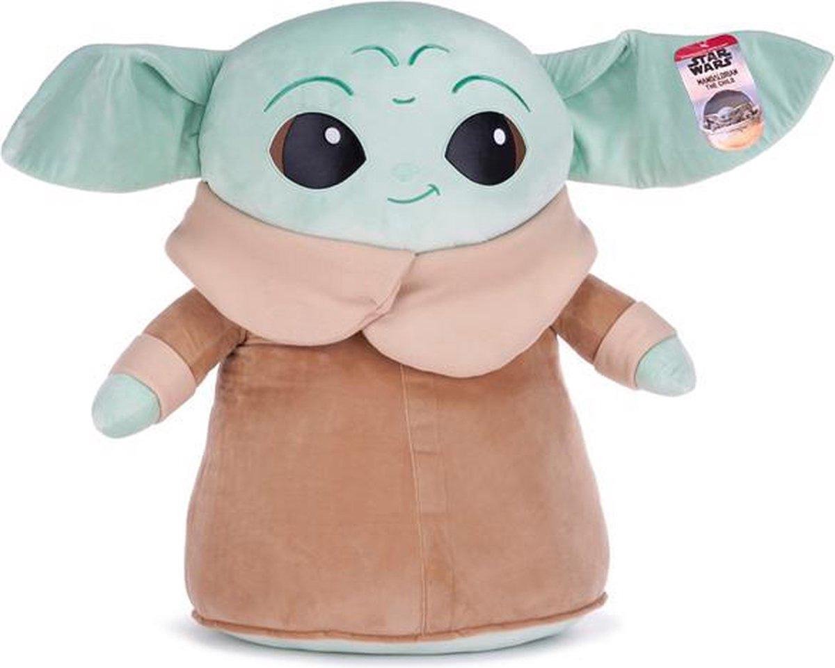 Star Wars The Mandalorian Pluche Knuffel Baby Yoda XXL 55 cm + Star Wars Sticker! | Disney star wars The Child speelgoed plush XL groot porg toy | Extra grote knuffel voor kinderen jongens en meisjes